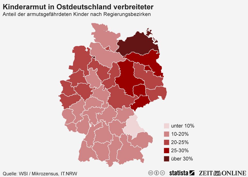 Infografik: Kinderarmut in Ostdeutschland verbreiteter 